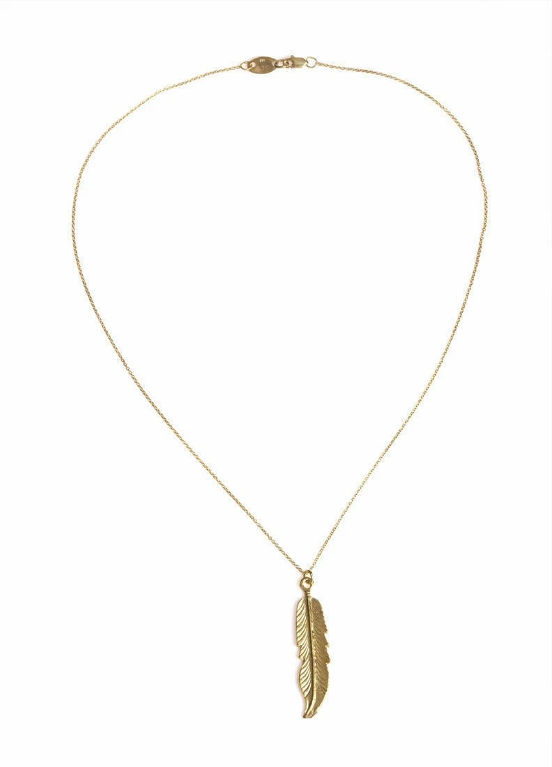 18 kt Gold Vermeil Sterling Silver Feather Charm Necklace Alberto Juan - 3