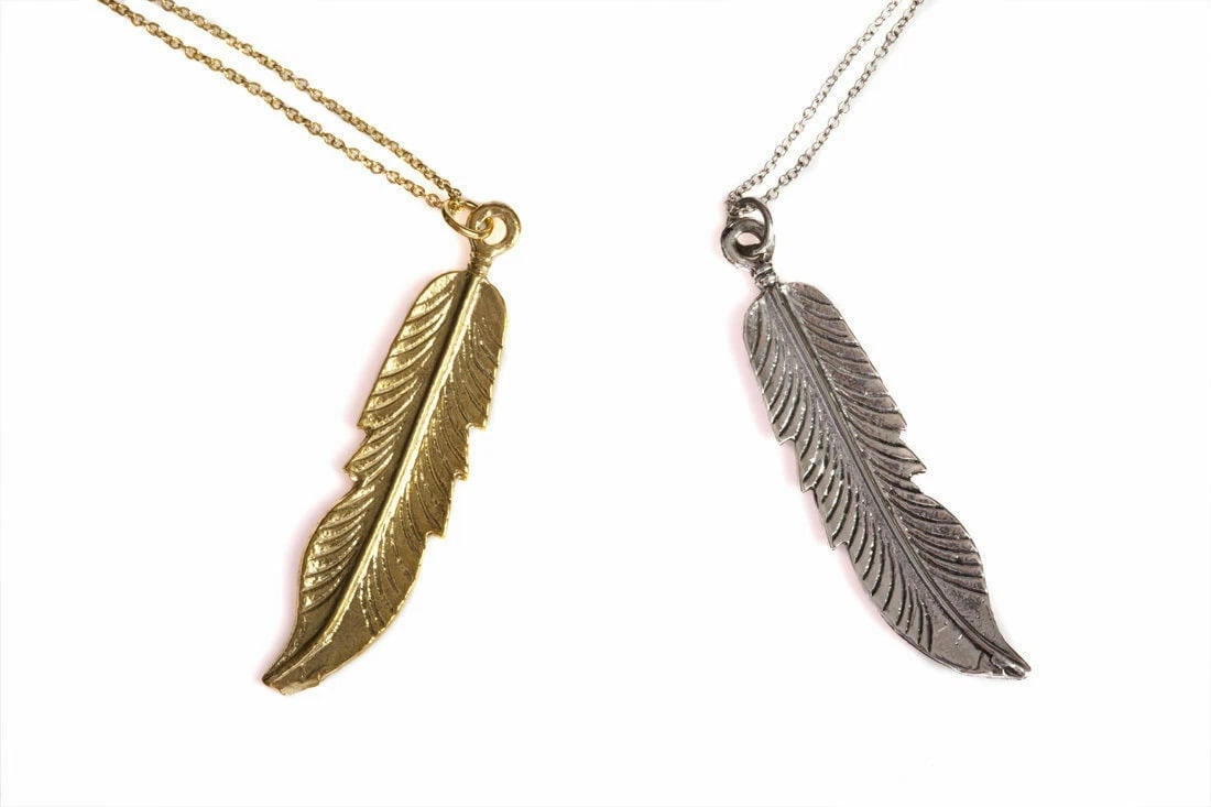 18 kt Gold Vermeil Sterling Silver Feather Charm Necklace Alberto Juan - 6