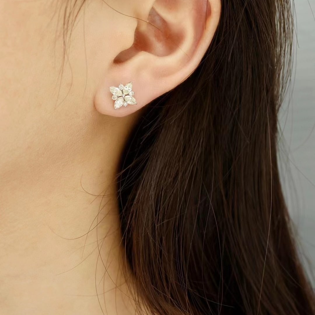 14K GOLD 1.30 CT NATURAL H DIAMOND EARRINGS - 2