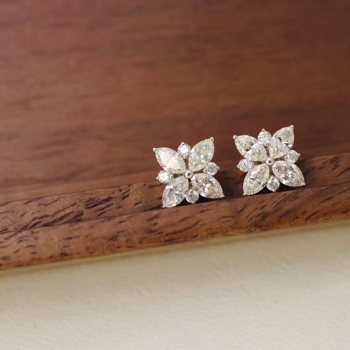 14K GOLD 1.30 CT NATURAL H DIAMOND EARRINGS - 3