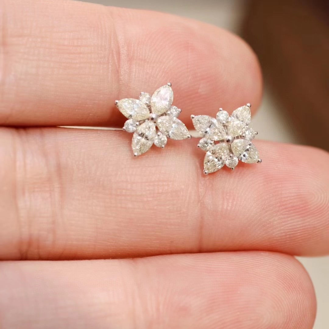 14K GOLD 1.30 CT NATURAL H DIAMOND EARRINGS - 4