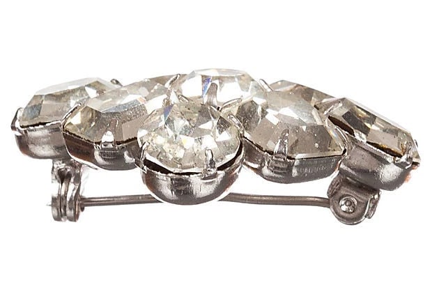 Vintage Square Clear Rhinestone Pin - 3