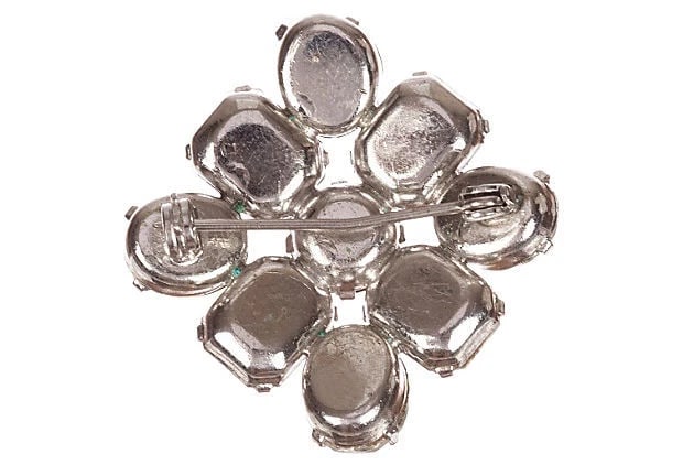 Vintage Square Clear Rhinestone Pin - 4