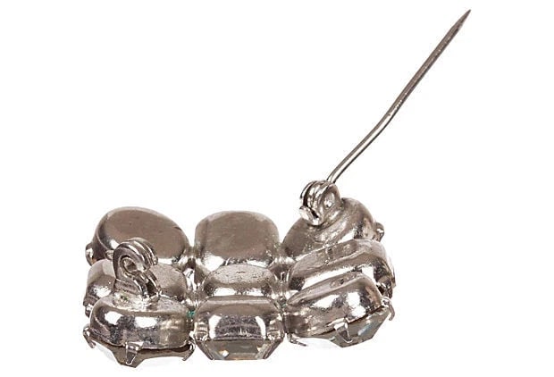 Vintage Square Clear Rhinestone Pin - 5