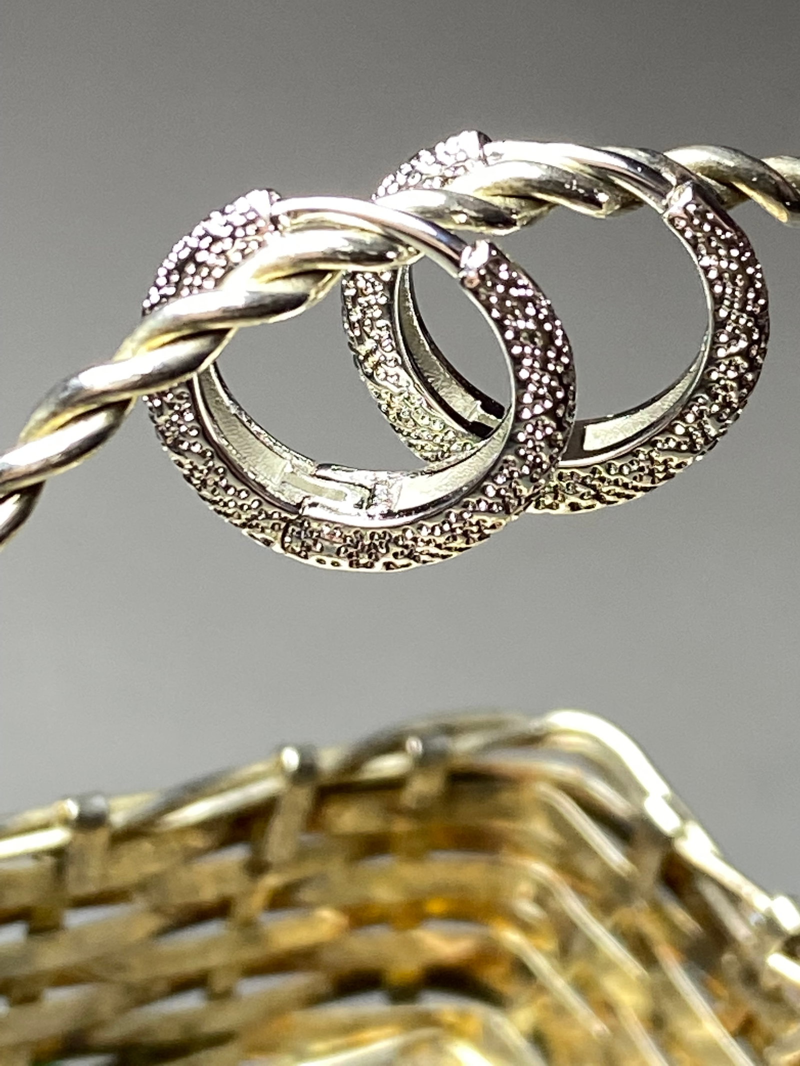 White gold plated forged earring hoops - 5