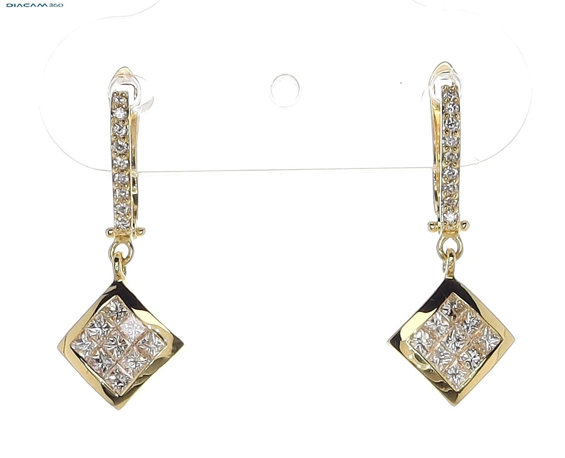 1.08cttw Natural Diamond & Natural Diamond Earrings 14K Yellow Gold 4.17 gr - 2