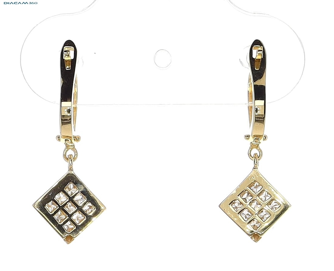 1.08cttw Natural Diamond & Natural Diamond Earrings 14K Yellow Gold 4.17 gr - 4