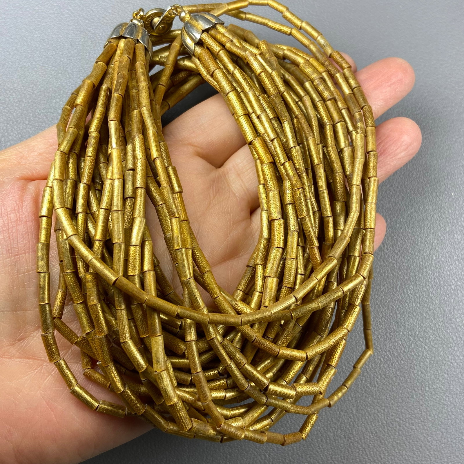 Vintage 14 Multi-Strand Golden Coarl Beads Necklace - 11