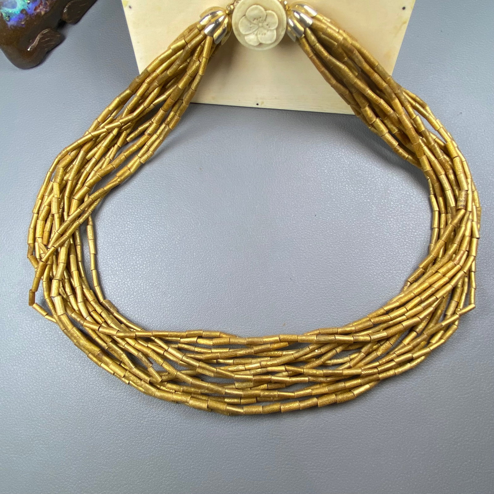 Vintage 14 Multi-Strand Golden Coarl Beads Necklace - 3