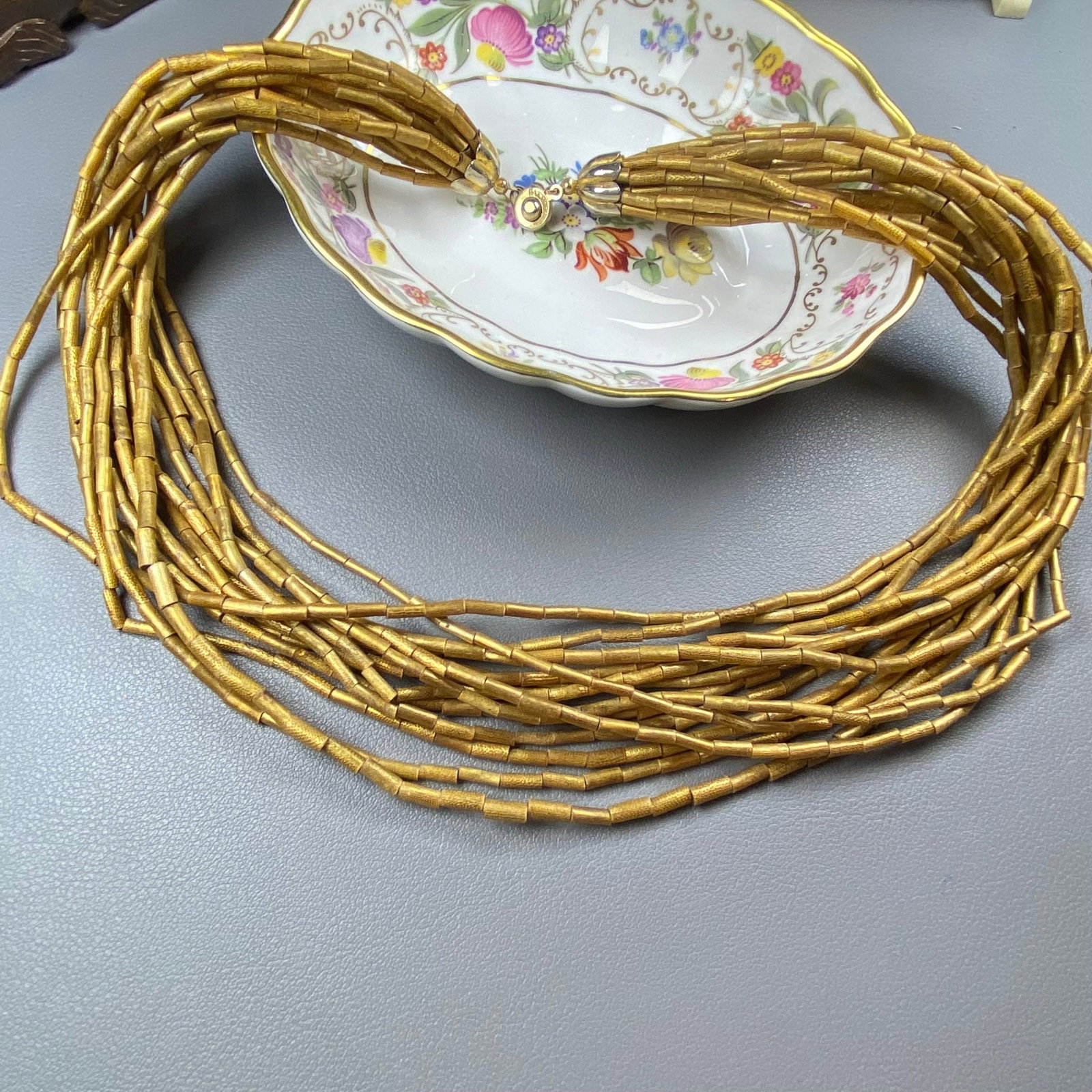 Vintage 14 Multi-Strand Golden Coarl Beads Necklace - 4