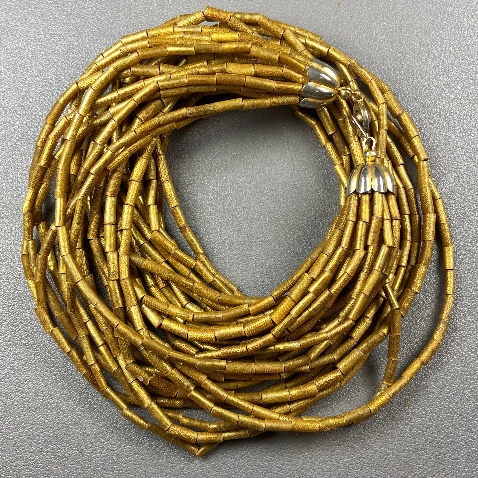Vintage 14 Multi-Strand Golden Coarl Beads Necklace - 7