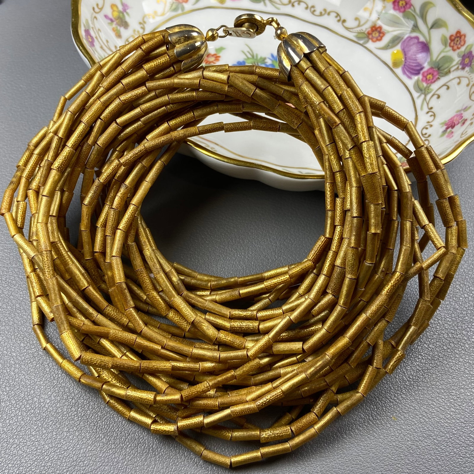 Vintage 14 Multi-Strand Golden Coarl Beads Necklace - 8