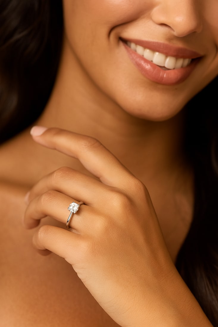0.90cttw Natural Diamond & Ring 14K White Gold 2.82 gr - 7