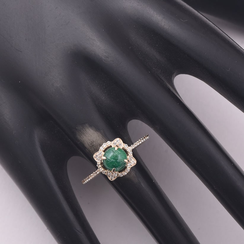 0.93 Ct Round Emerald 9K Gold Ring - 2