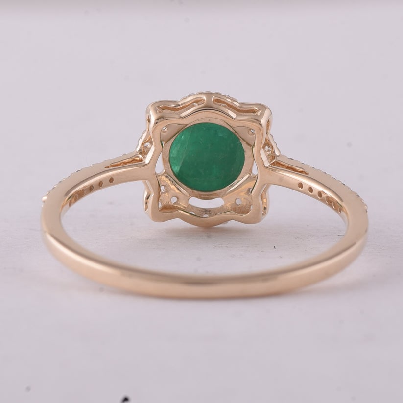 0.93 Ct Round Emerald 9K Gold Ring - 3