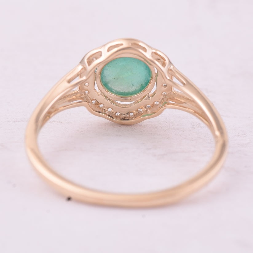 0.90 Ct Round Emerald 9K Gold Ring - 3