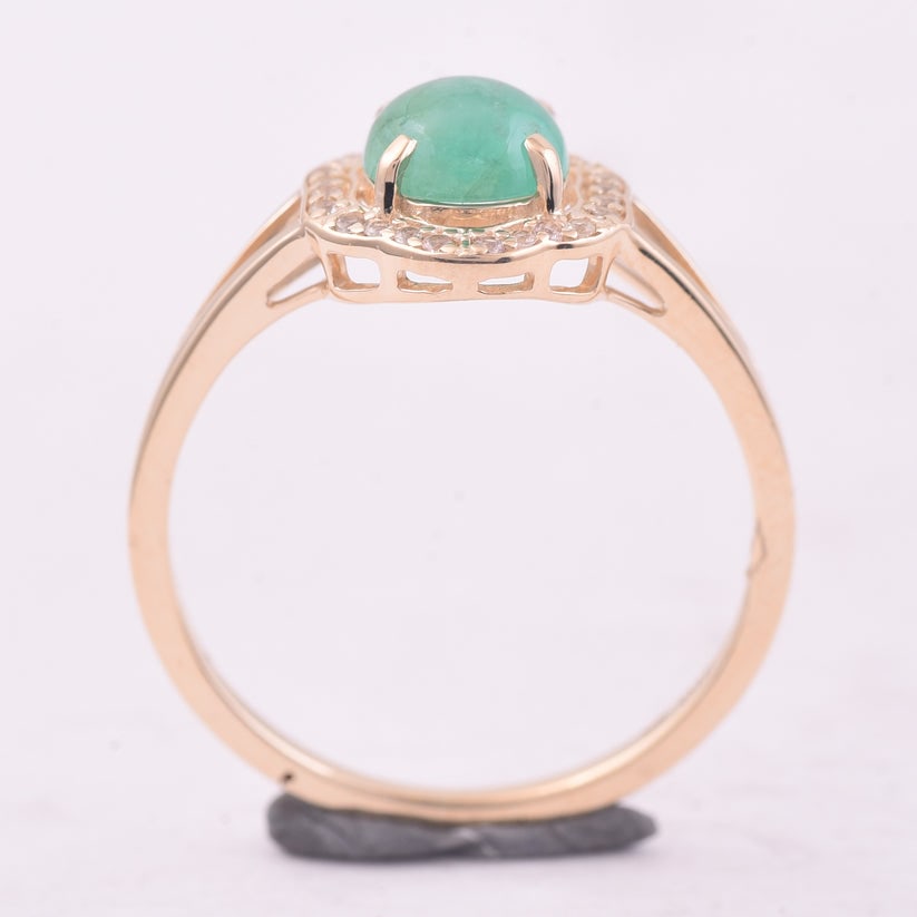 0.90 Ct Round Emerald 9K Gold Ring - 4