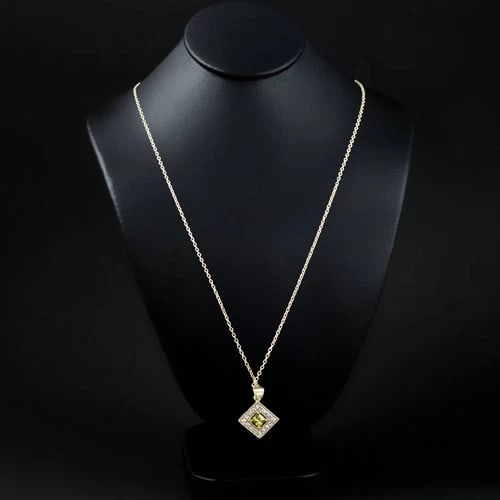 Cubic Zirconia 18K Over Sterling Necklace w Bejeweled Trinket Box - 2