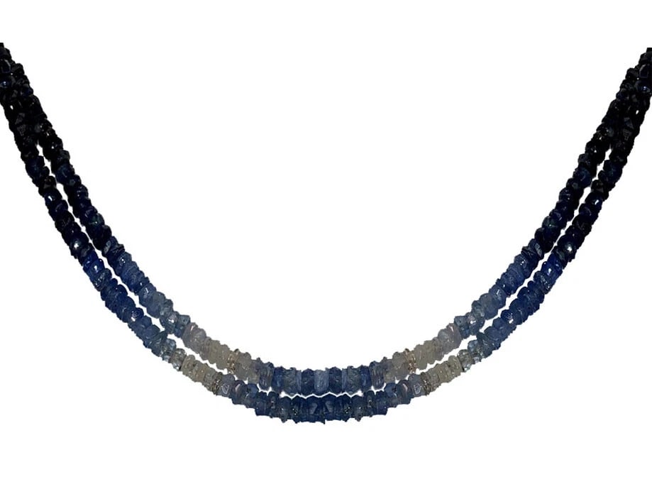 Multi Colored Blue Sapphire Tear Shaped Drop Faceted Bead Necklace - 5
