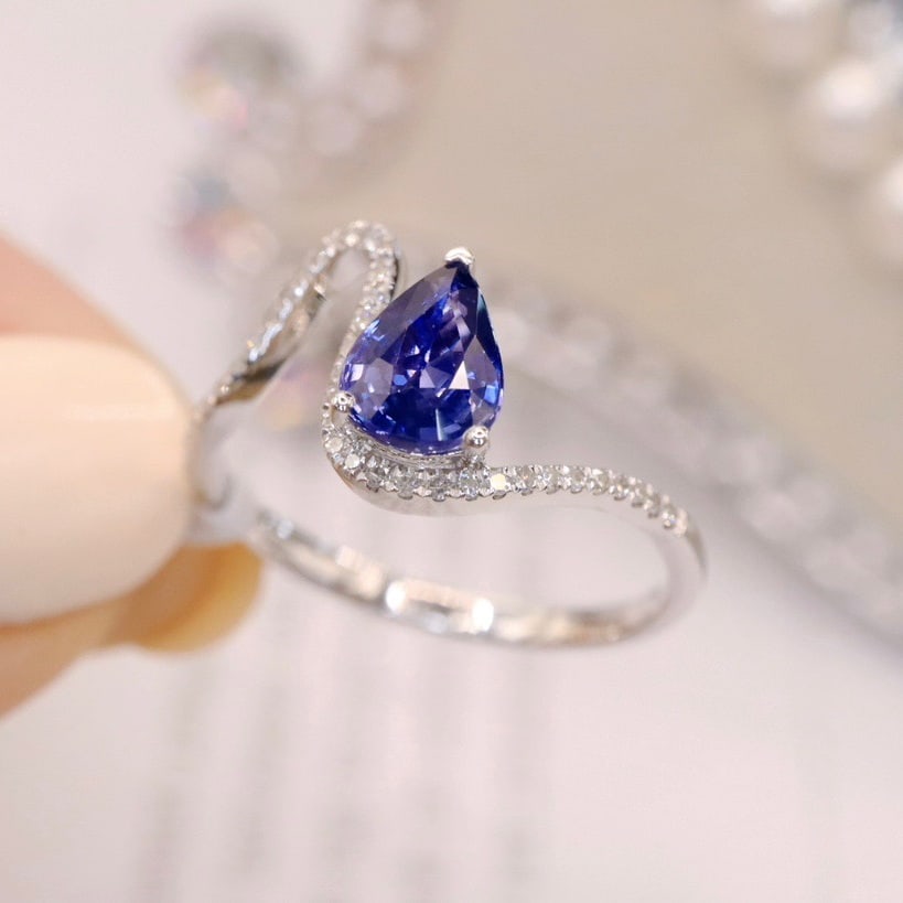 14K GOLD 1.01 CTW VIVID BLUE NATURAL SAPPHIRE & DIAMOND RING - 3