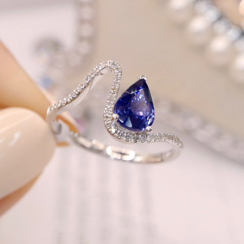 14K GOLD 1.01 CTW VIVID BLUE NATURAL SAPPHIRE & DIAMOND RING - 4