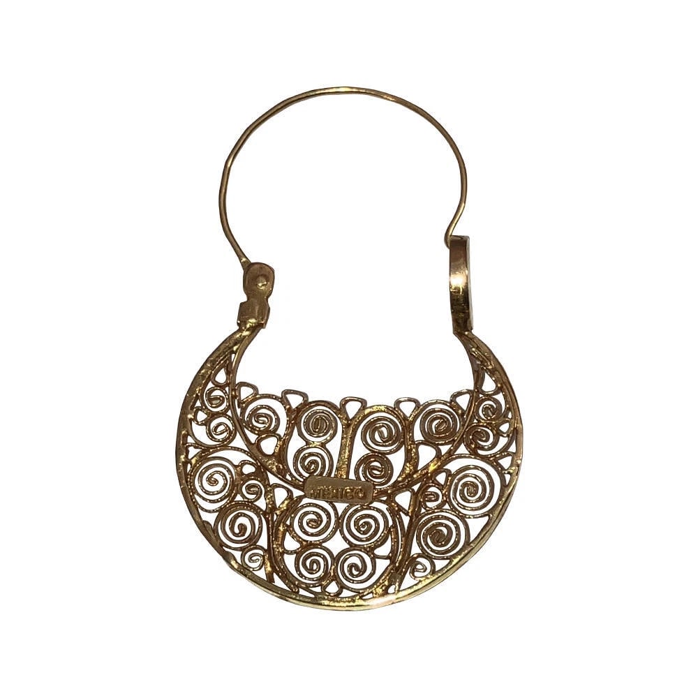 14 KT Gold Mexican Filigree Hoop Earrings - 6