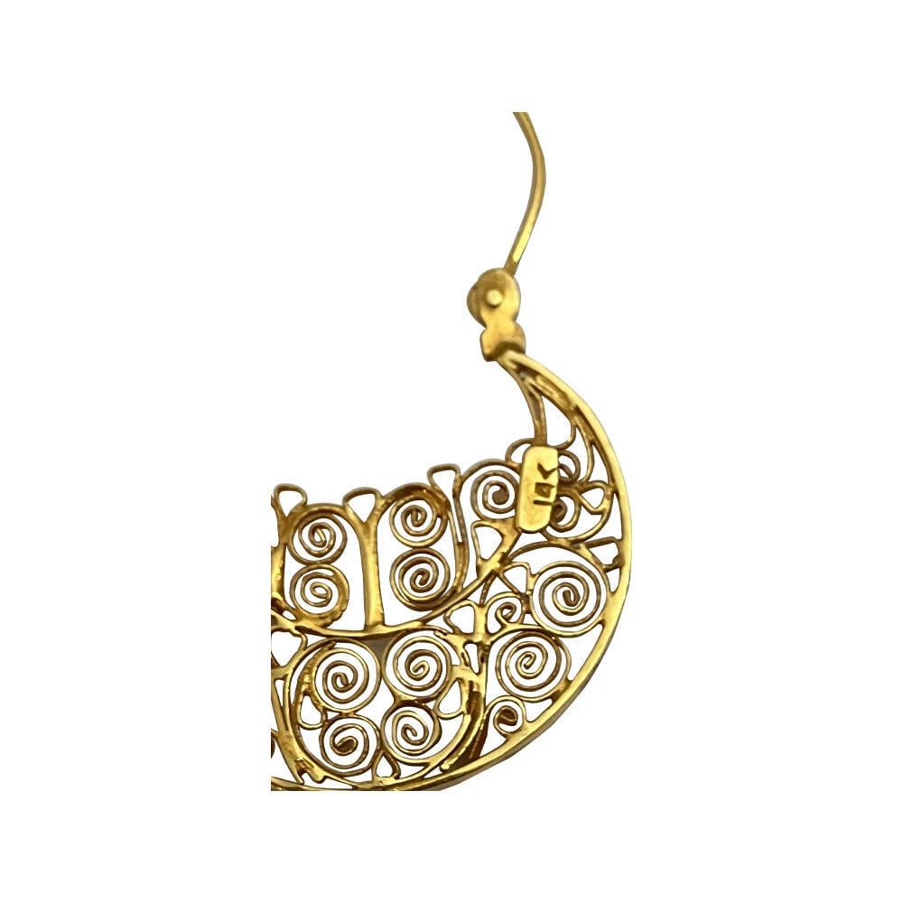 14 KT Gold Mexican Filigree Hoop Earrings - 8