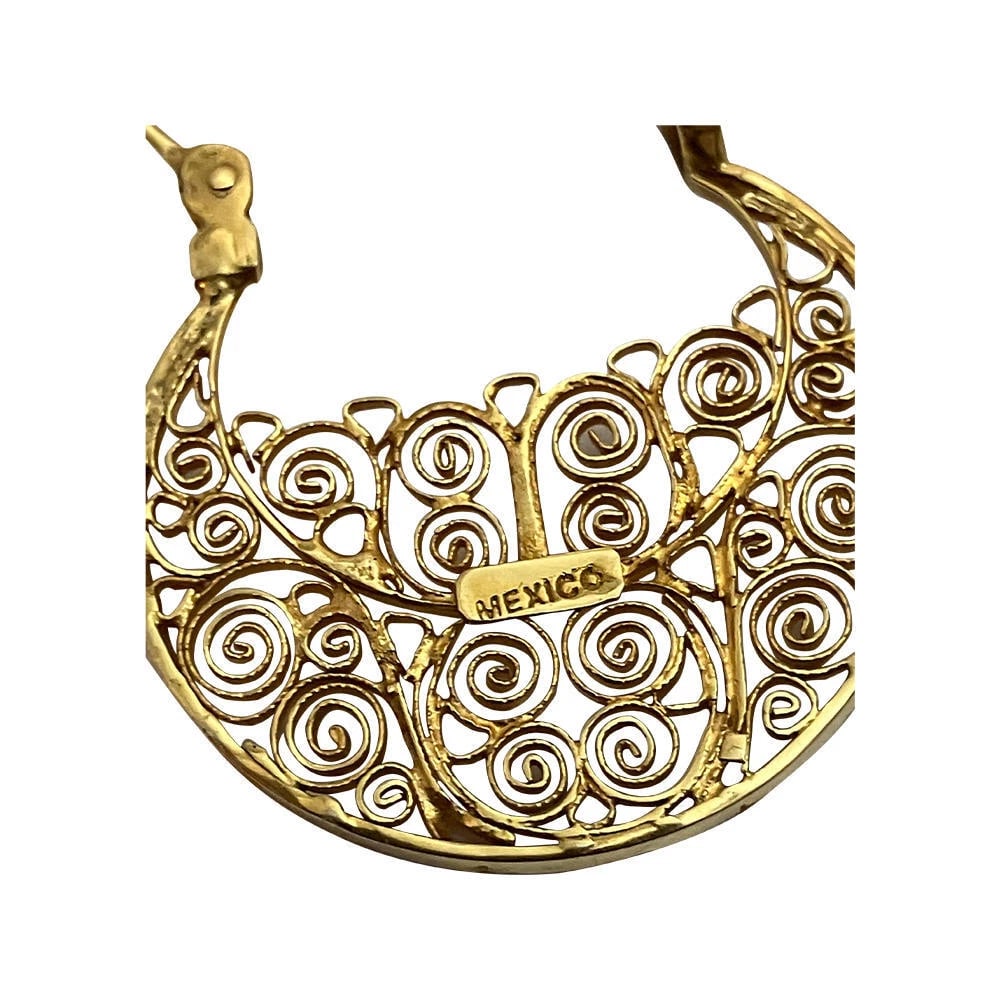 14 KT Gold Mexican Filigree Hoop Earrings - 9