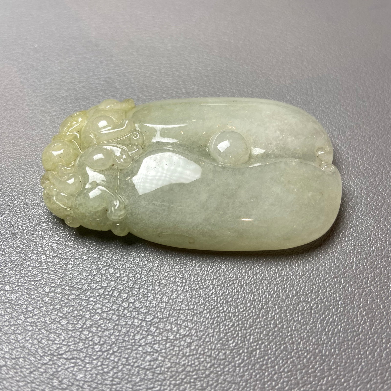 Antique Chinese Natual Yellow White Icy Jadeite Jade carved Double Foo Dogs Ruyi Statue - 4