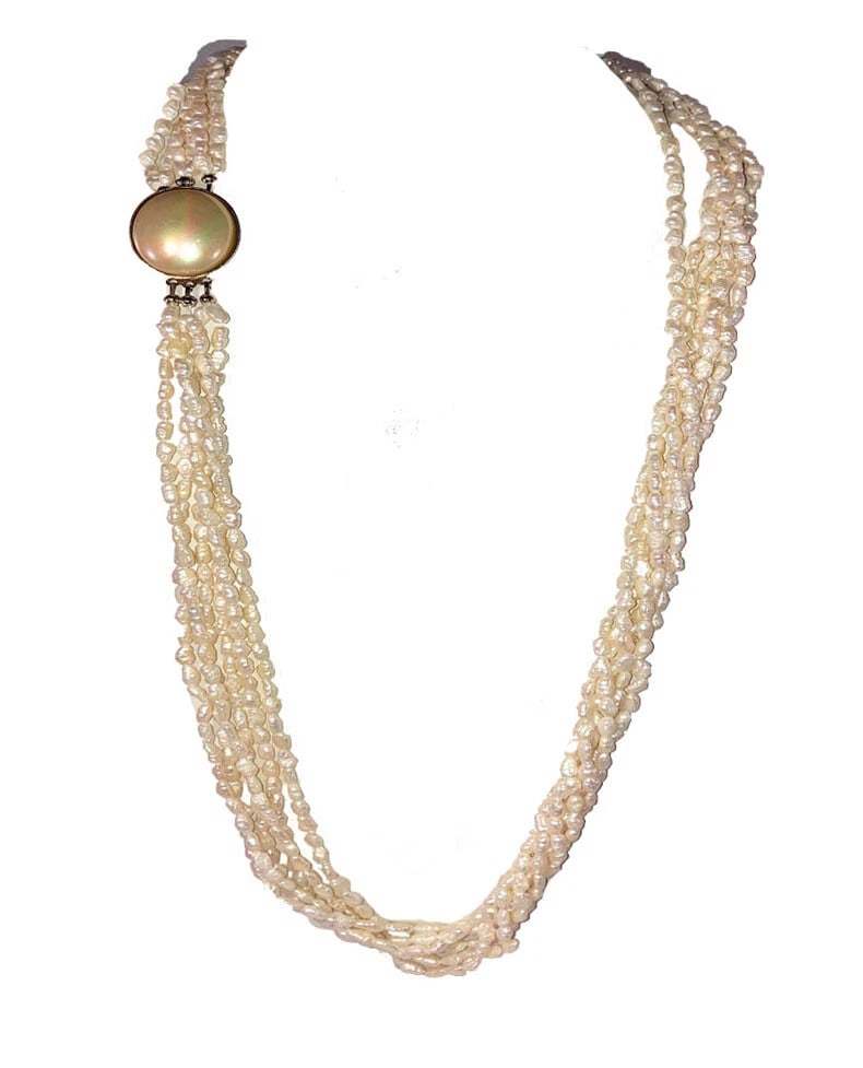 Vintage Freshwater Pearl Bead Multi Strand Necklace - 2