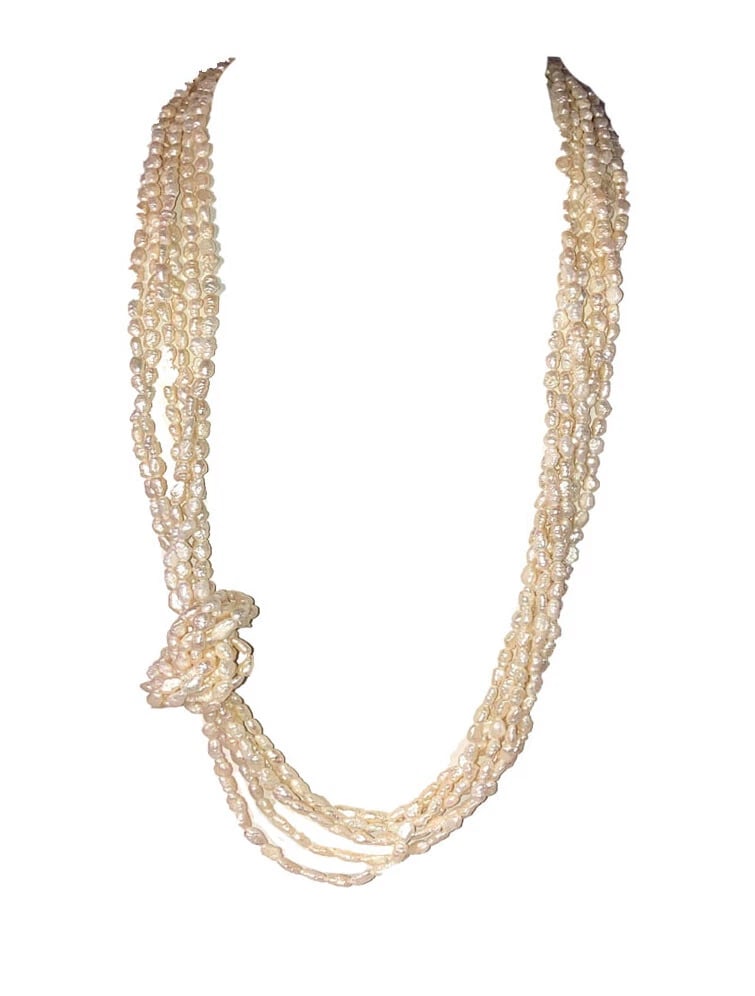 Vintage Freshwater Pearl Bead Multi Strand Necklace - 3