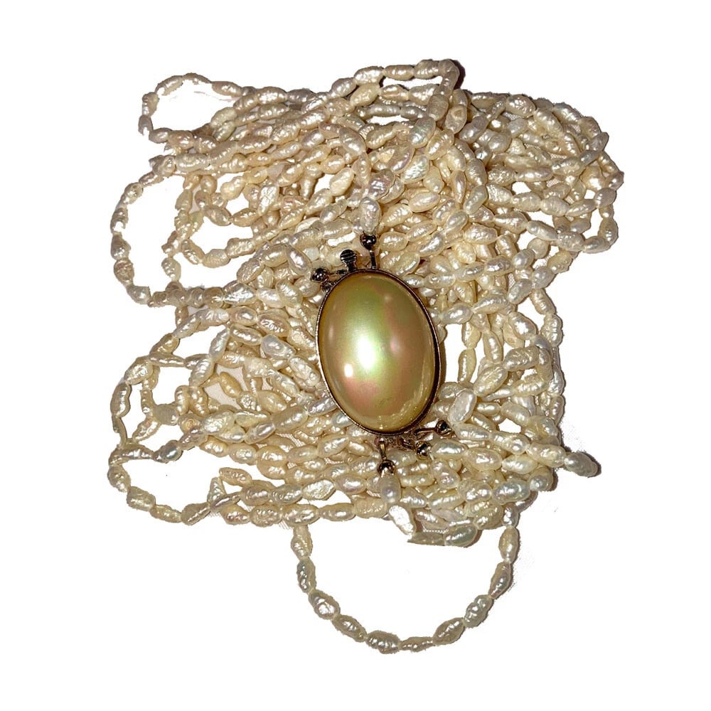 Vintage Freshwater Pearl Bead Multi Strand Necklace - 5
