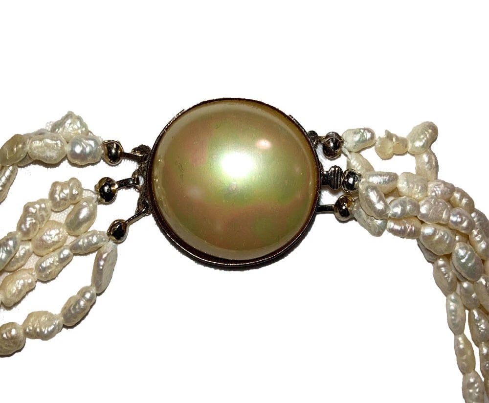 Vintage Freshwater Pearl Bead Multi Strand Necklace - 6