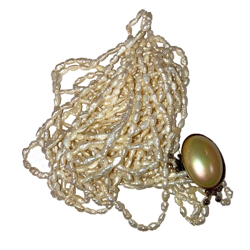 Vintage Freshwater Pearl Bead Multi Strand Necklace - 8