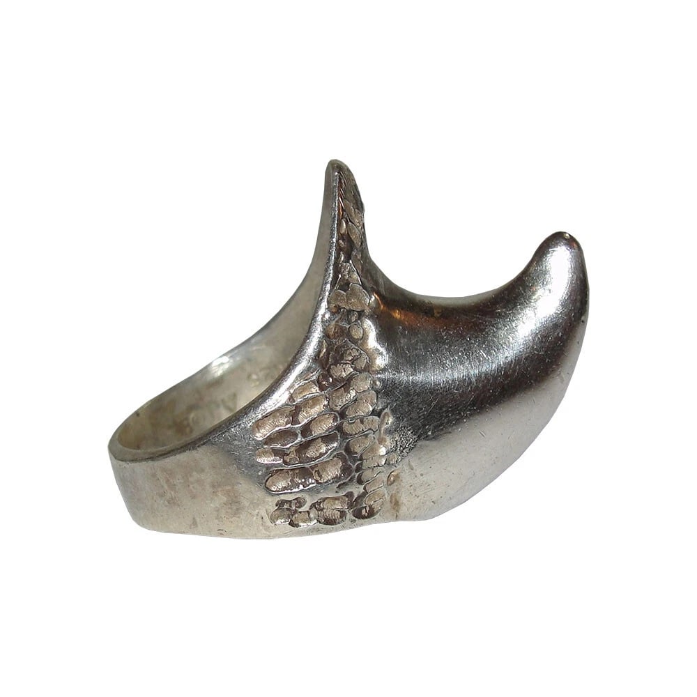 Antiqued Sterling Silver Rhino Horn Ring Rhinoceros - 4