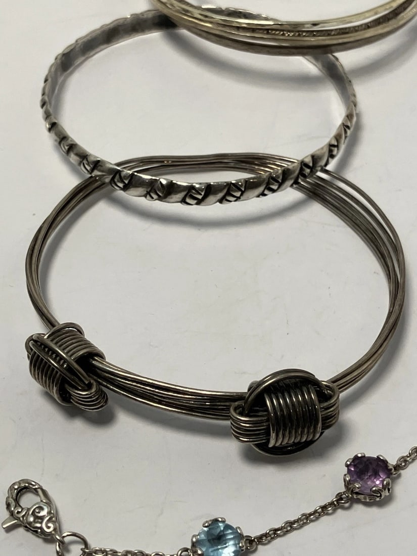 Wholesale Lot Of Four Sterling Silver, Unique Bangles Bracelets gemstone - 3