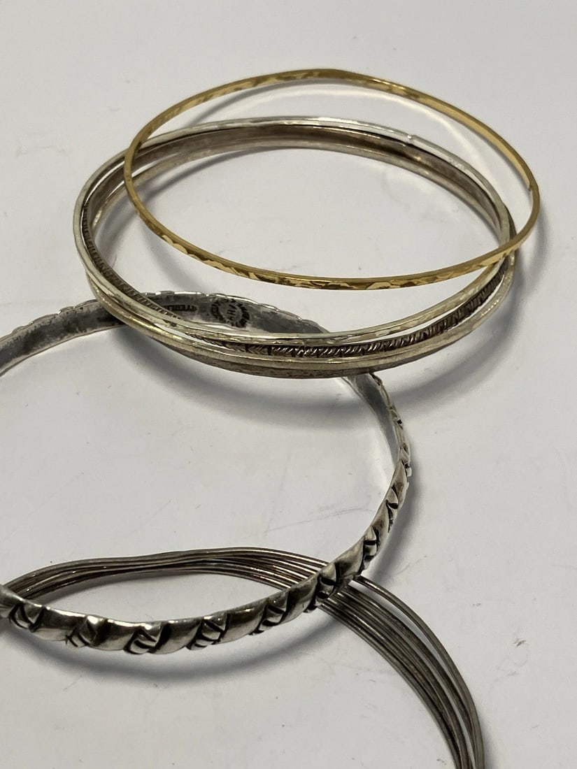 Wholesale Lot Of Four Sterling Silver, Unique Bangles Bracelets gemstone - 4