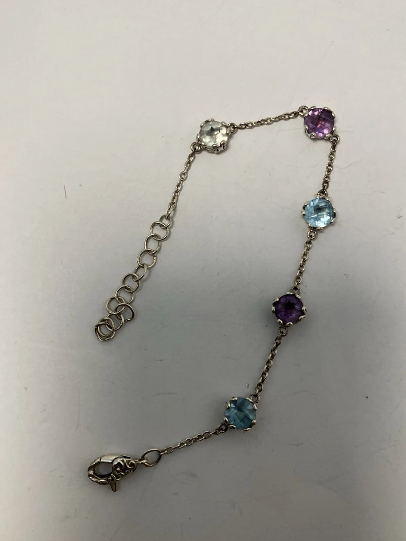 Wholesale Lot Of Four Sterling Silver, Unique Bangles Bracelets gemstone - 6