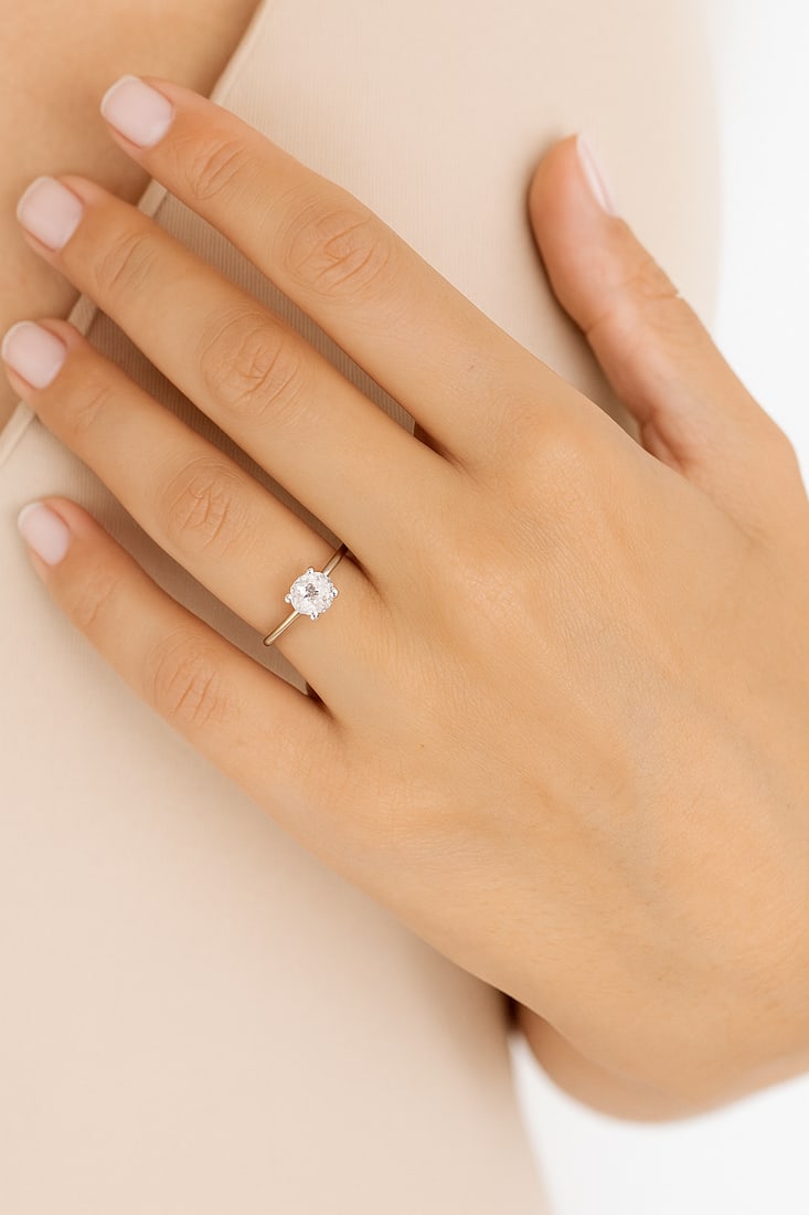 0.60cttw Natural Diamond Ring 14K White Gold 2.45 gr - 4