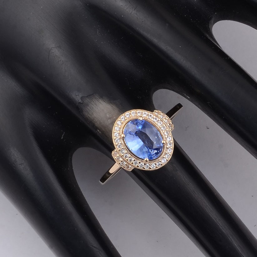 1.13 Ct Oval Sapphire 9K Gold Ring - 2