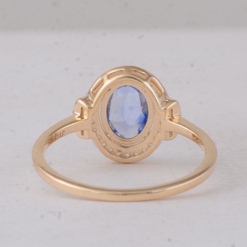 1.13 Ct Oval Sapphire 9K Gold Ring - 3