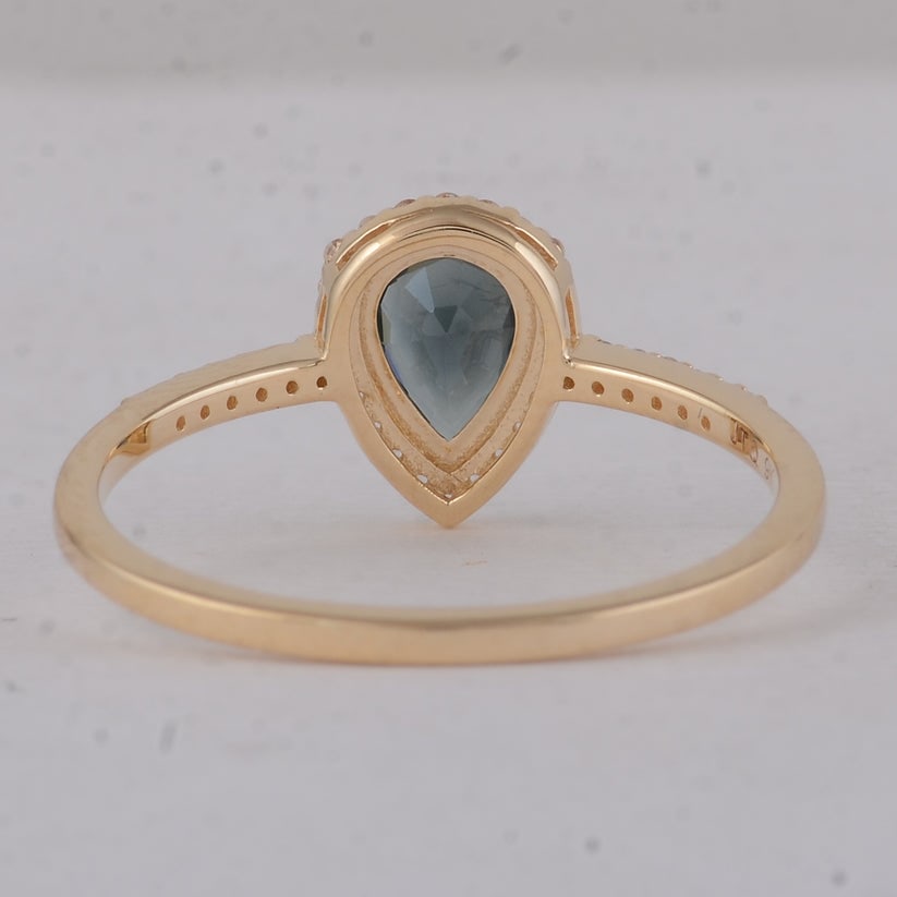 0.68 Ct Pear Sapphire 9K Gold Ring - 3