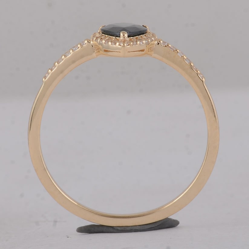 0.68 Ct Pear Sapphire 9K Gold Ring - 4