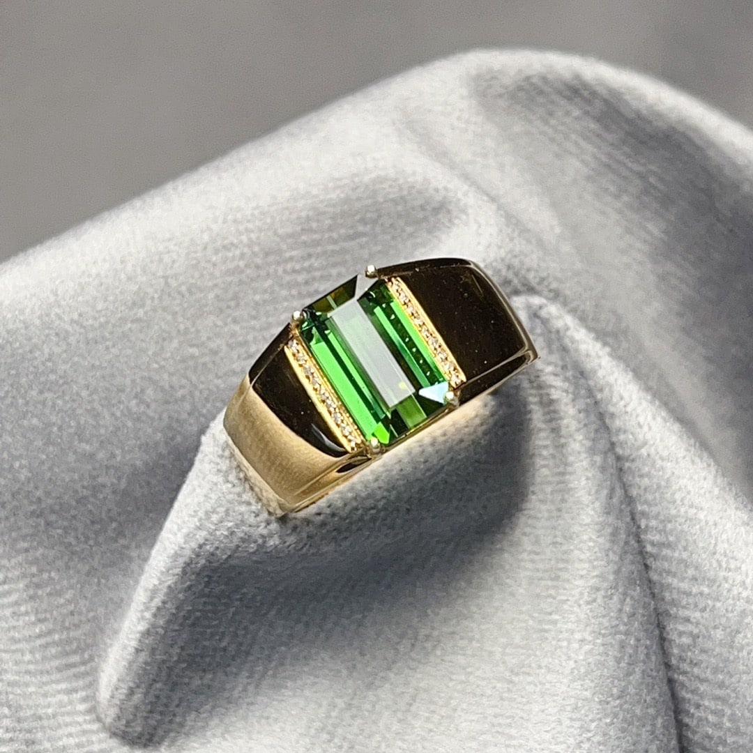 14K GOLD 3.70 CT NATURAL TOURMALINE & DIAMOND RING - 2