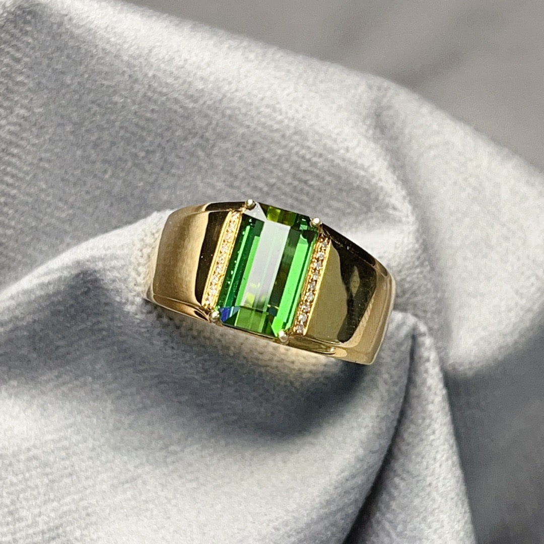 14K GOLD 3.70 CT NATURAL TOURMALINE & DIAMOND RING - 3