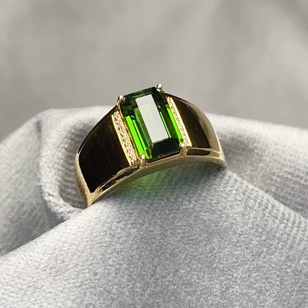 14K GOLD 3.70 CT NATURAL TOURMALINE & DIAMOND RING - 4