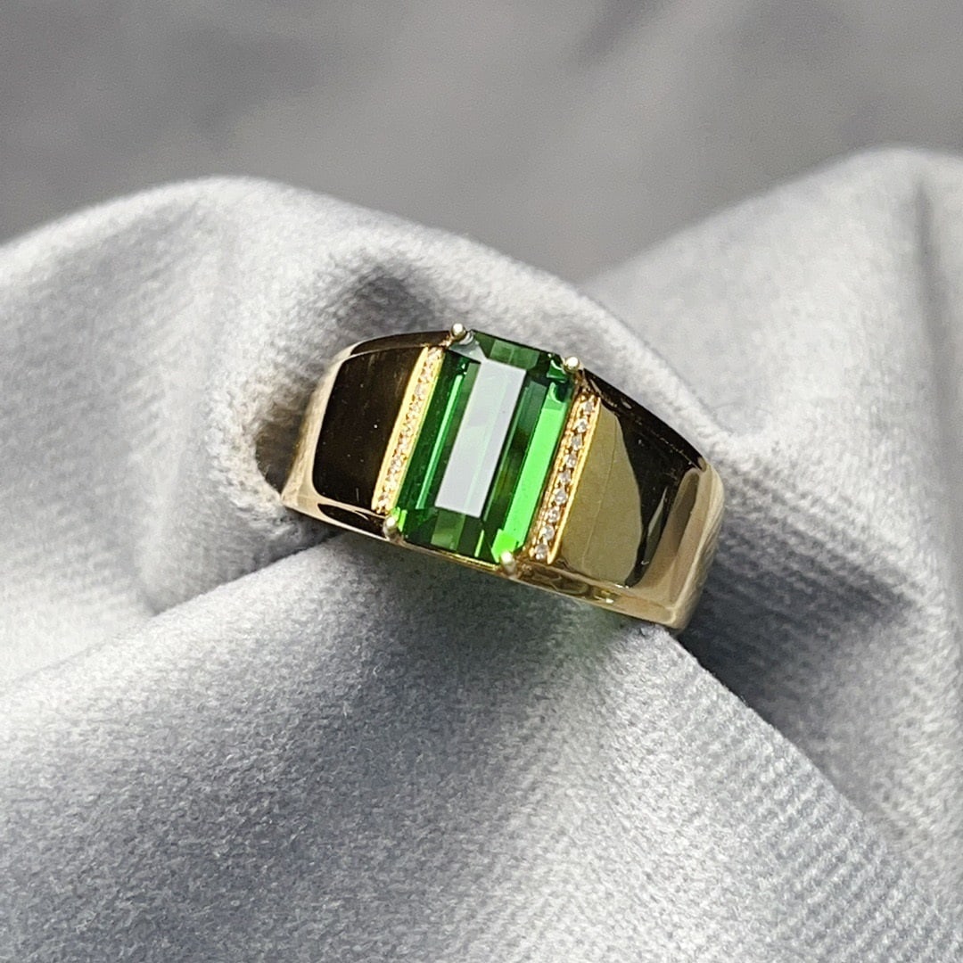 14K GOLD 3.70 CT NATURAL TOURMALINE & DIAMOND RING - 5