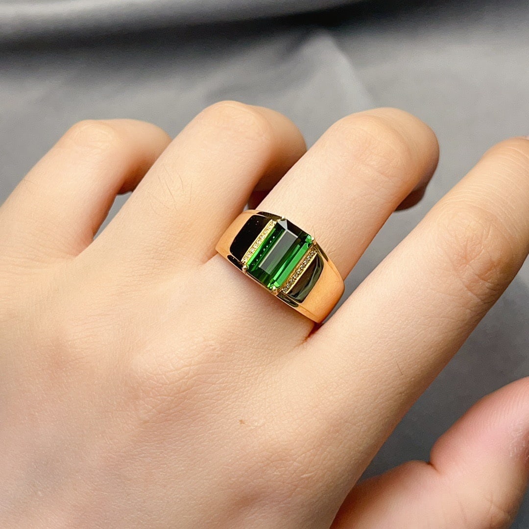 14K GOLD 3.70 CT NATURAL TOURMALINE & DIAMOND RING - 6