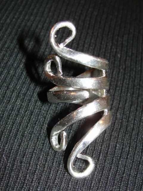 Sterling Silver Plated Brass Figural Fork Ring - 4
