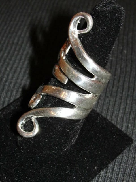 Sterling Silver Plated Brass Figural Fork Ring - 5